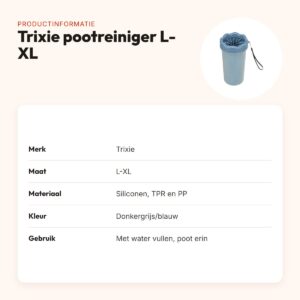 Trixie pootreiniger donkergrijs/blauw L-XL – siliconen lamellen – productinformatie
