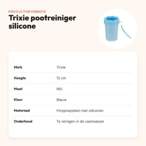 Trixie pootreiniger hond silicone blauw 15 cm – maat M/L – productinformatie