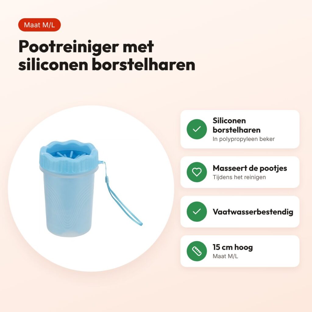 Trixie pootreiniger hond silicone blauw 15 cm – maat M/L – voordelen