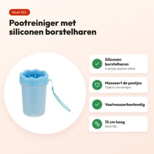 Trixie pootreiniger hond silicone blauw 15 cm – maat M/L – voordelen