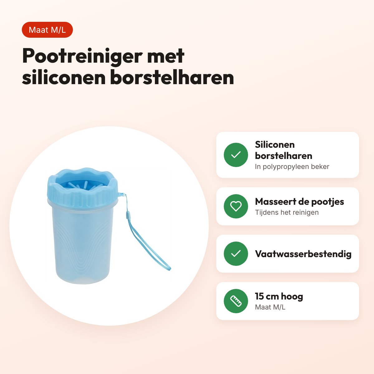 Trixie pootreiniger hond silicone blauw 15 cm – maat M/L – voordelen