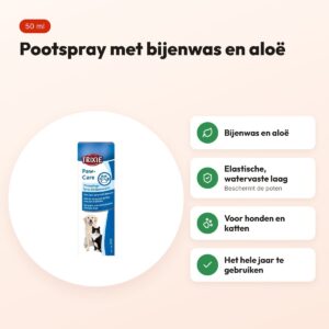 Trixie pootverzorgingsspray 50 ml – bijenwas en aloë, hond en kat – voordelen