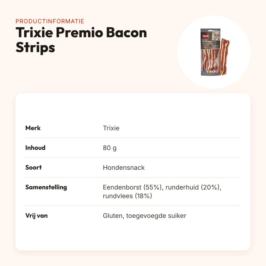 Trixie Premio Bacon Strips met eendenborst en rundvlees 80 g – hondensnack – productinformatie