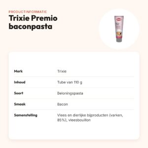 Trixie Premio baconpasta 110 g – glutenvrije beloning in tube – productinformatie