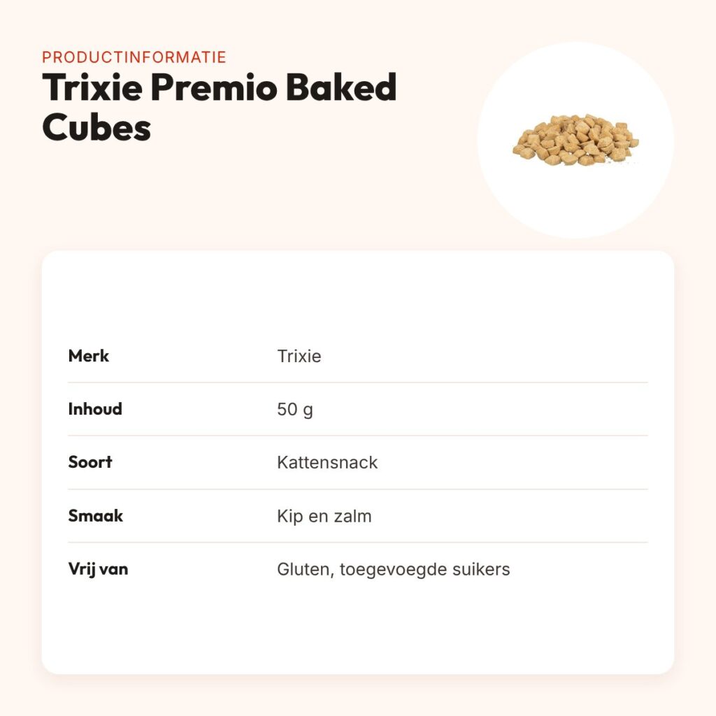 Trixie Premio Baked Cubes kip en zalm 50 g – glutenvrij – productinformatie