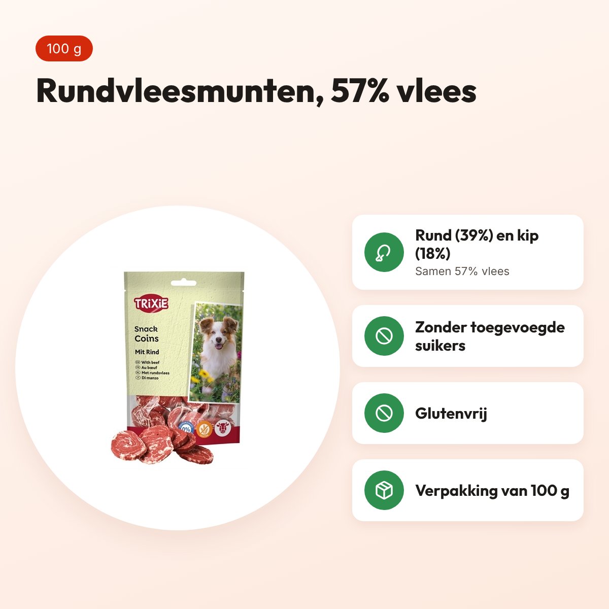 Trixie Premio Beef Coins 100 g – rundvleesmunten, glutenvrij – voordelen