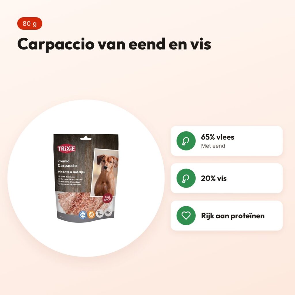 Trixie Premio Carpaccio 80 g – met eend en vis – voordelen