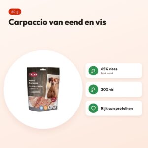 Trixie Premio Carpaccio 80 g – met eend en vis – voordelen