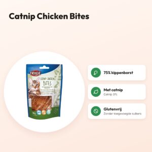 Trixie Premio Catnip Chicken Bites 50 g – kattensnack, glutenvrij – voordelen