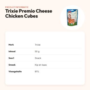 Trixie Premio Cheese Chicken Cubes 50 g – kip en kaas, 81% vlees – productinformatie