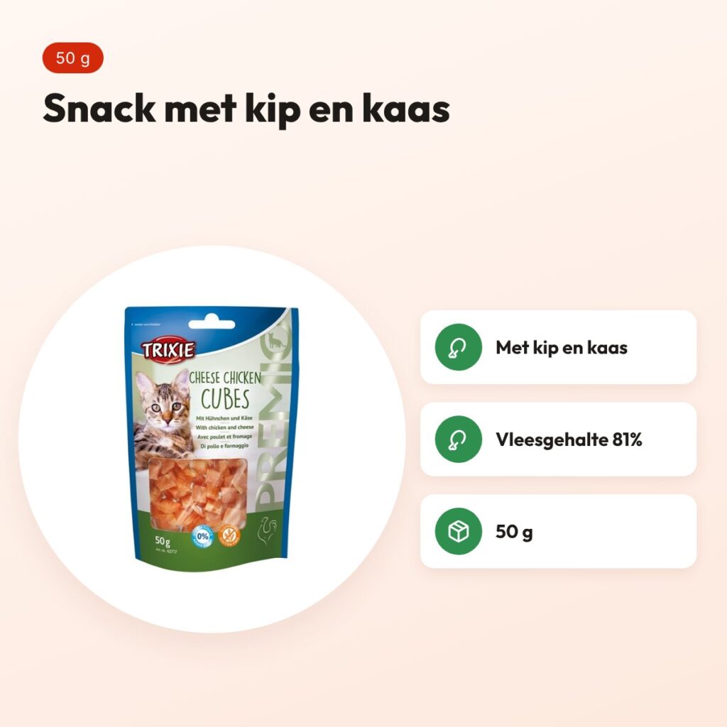 Trixie Premio Cheese Chicken Cubes 50 g – kip en kaas, 81% vlees – voordelen