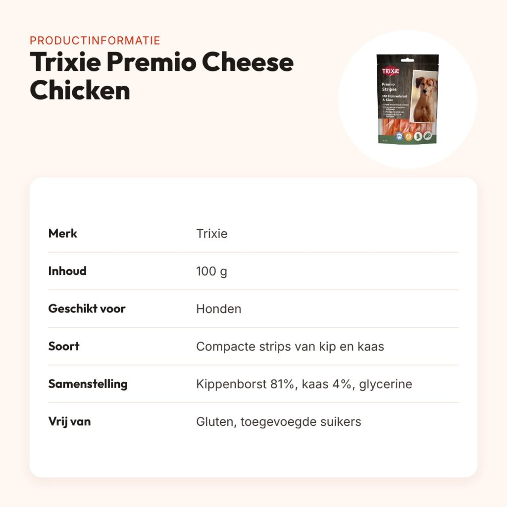 Trixie Premio Cheese Chicken Stripes 100 g – kip en kaas – productinformatie