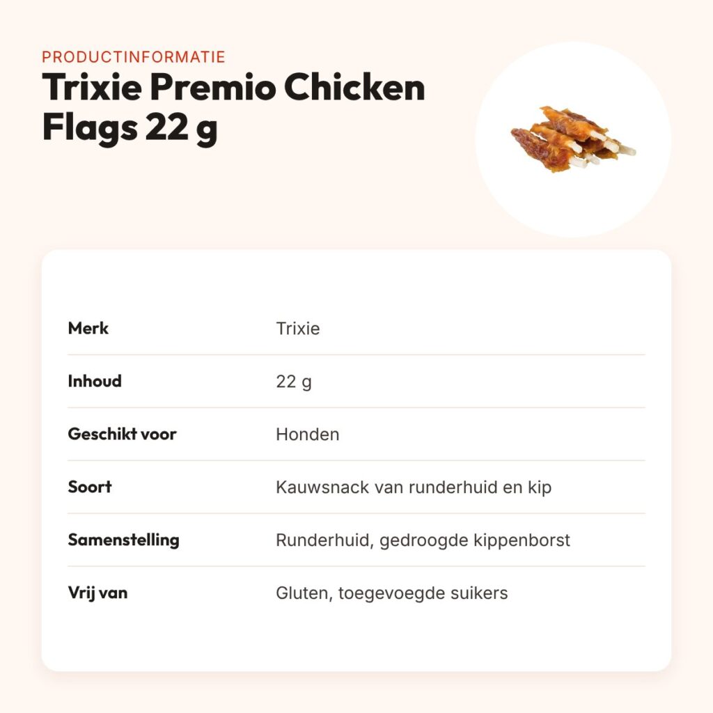 Trixie Premio Chicken Flags 22 g – kauwsnack van runderhuid en kip – productinformatie
