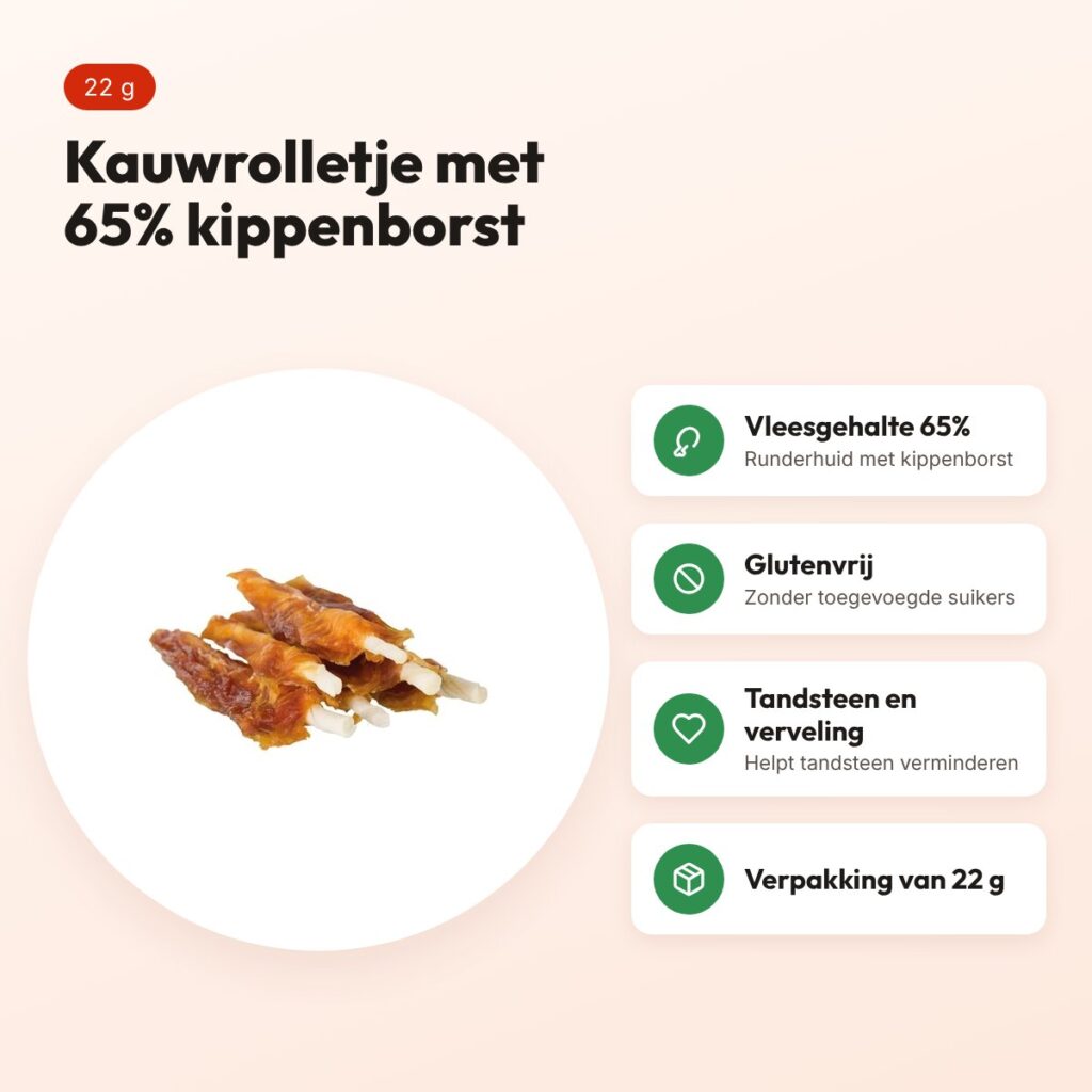 Trixie Premio Chicken Flags 22 g – kauwsnack van runderhuid en kip – voordelen