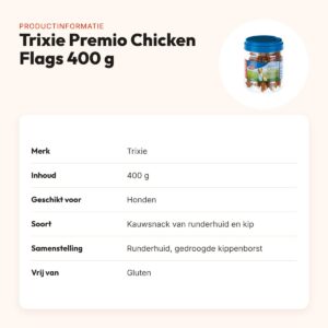 Trixie Premio Chicken Flags 400 g – kauwsnack van runderhuid en kip – productinformatie