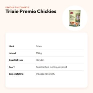 Trixie Premio Chickies 100 g – snackbotjes met kippenborst – productinformatie