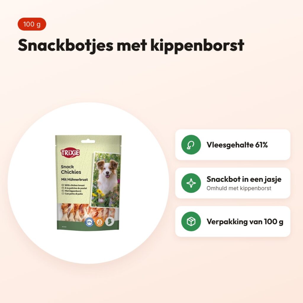 Trixie Premio Chickies 100 g – snackbotjes met kippenborst – voordelen