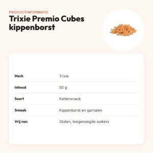Trixie Premio Cubes kippenborst en garnalen 50 g – zachte kattensnack – productinformatie