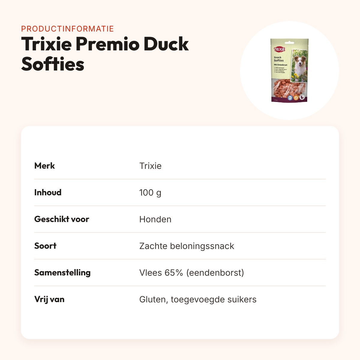 Trixie Premio Duck Softies 100 g – zachte snack met eend – productinformatie