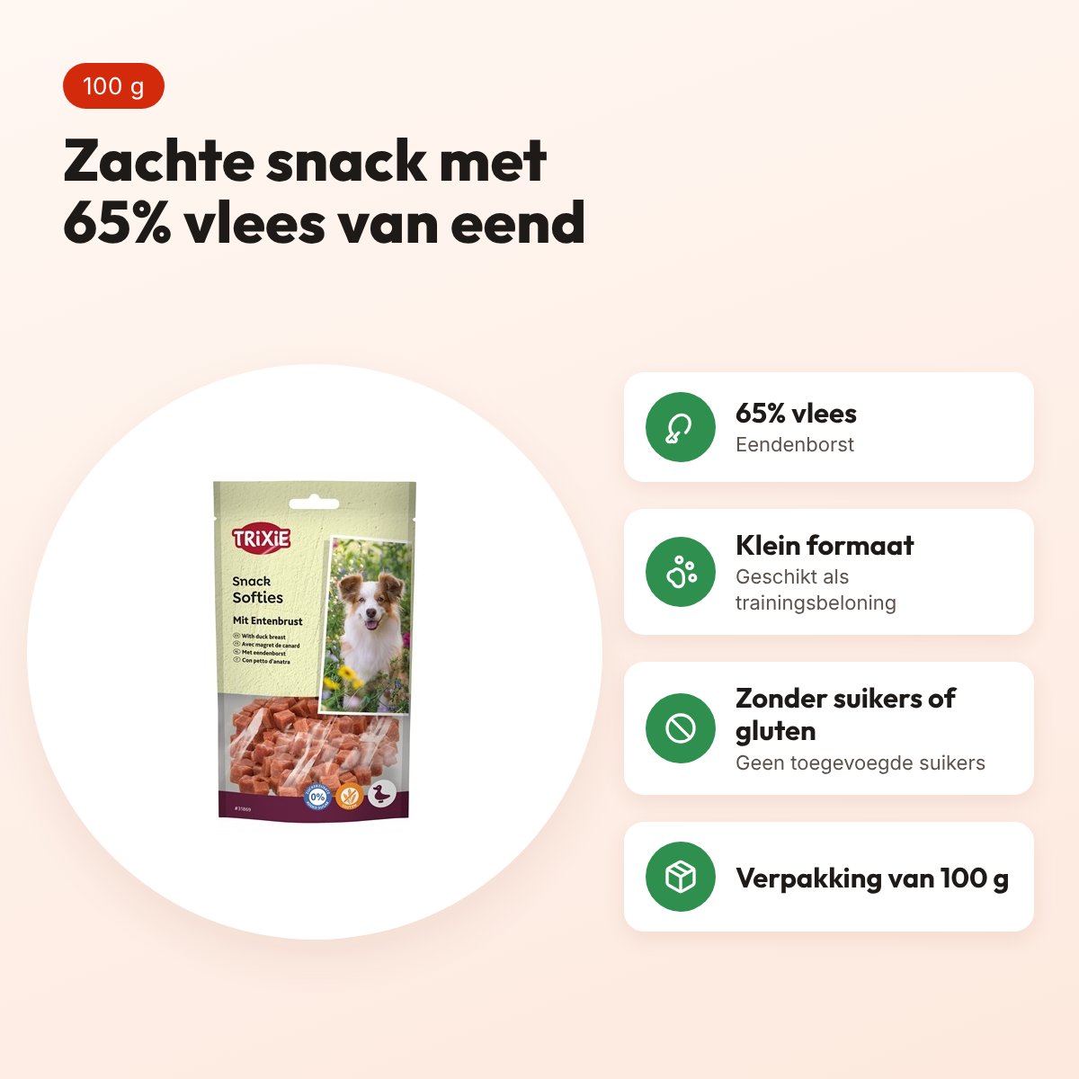 Trixie Premio Duck Softies 100 g – zachte snack met eend – voordelen