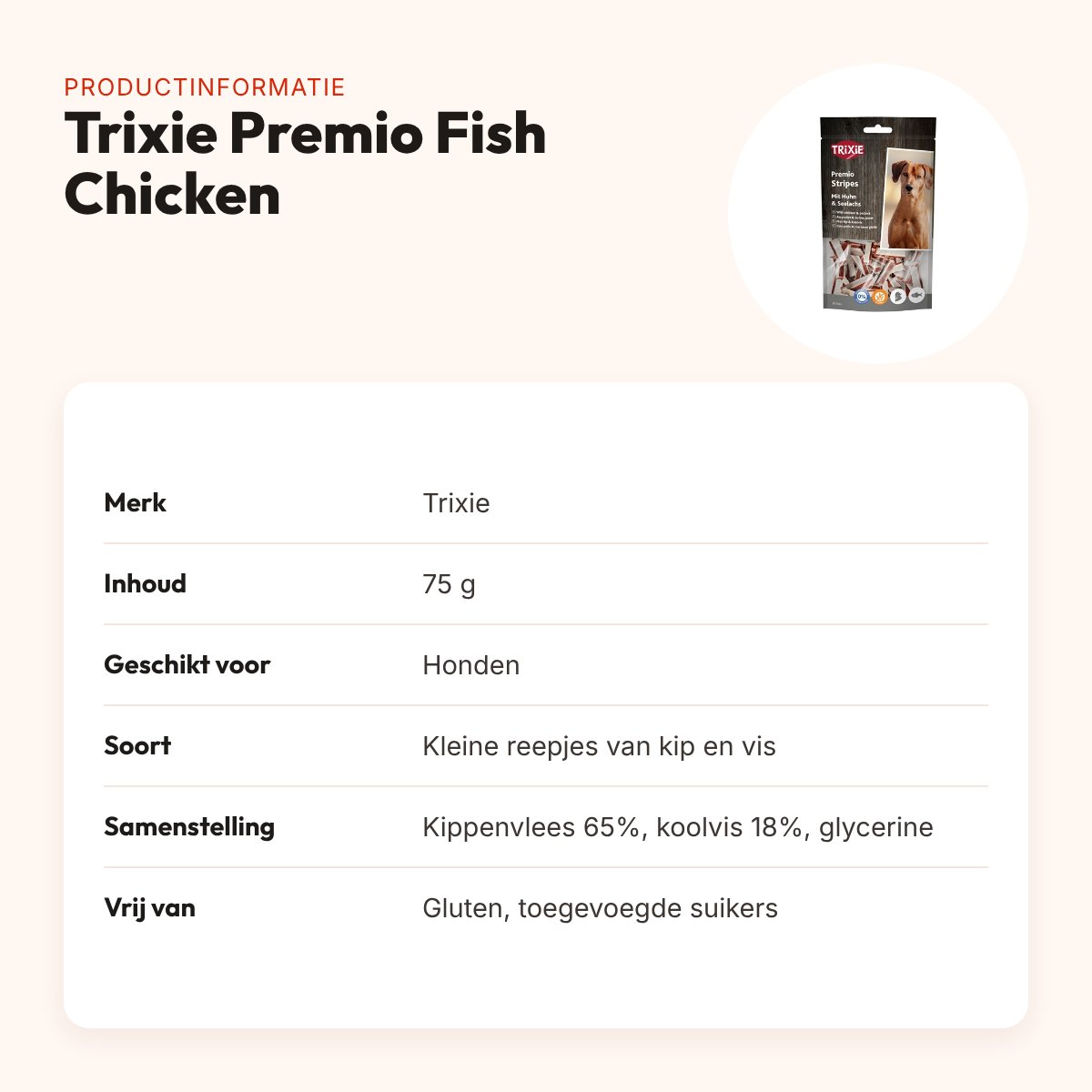 Trixie Premio Fish Chicken Stripes 75 g – kip en koolvis – productinformatie