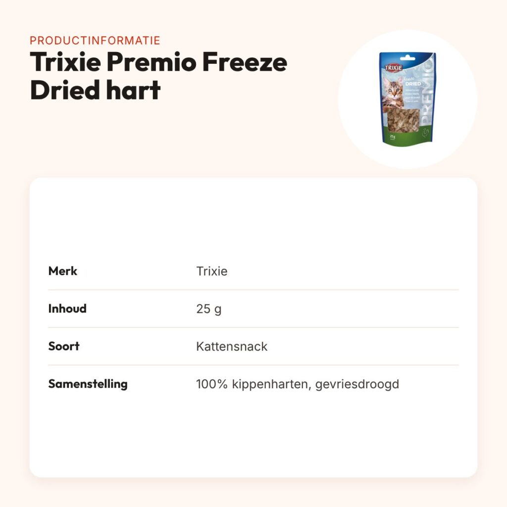 Trixie Premio Freeze Dried kippenhart 25 g – kattensnack – productinformatie