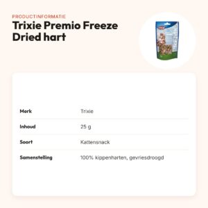 Trixie Premio Freeze Dried kippenhart 25 g – kattensnack – productinformatie
