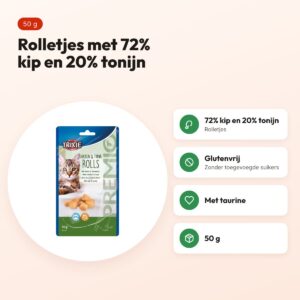Trixie Premio kattensnack kip en tonijn rolletjes 50 g – glutenvrij – voordelen