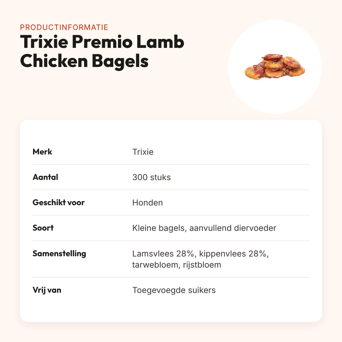 Trixie Premio Lamb Chicken Bagels 17 g – lam en kip, 300 stuks – productinformatie