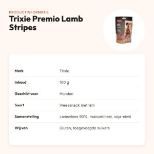 Trixie Premio Lamb Stripes 100 g – 90% lamsvlees, glutenvrij – productinformatie