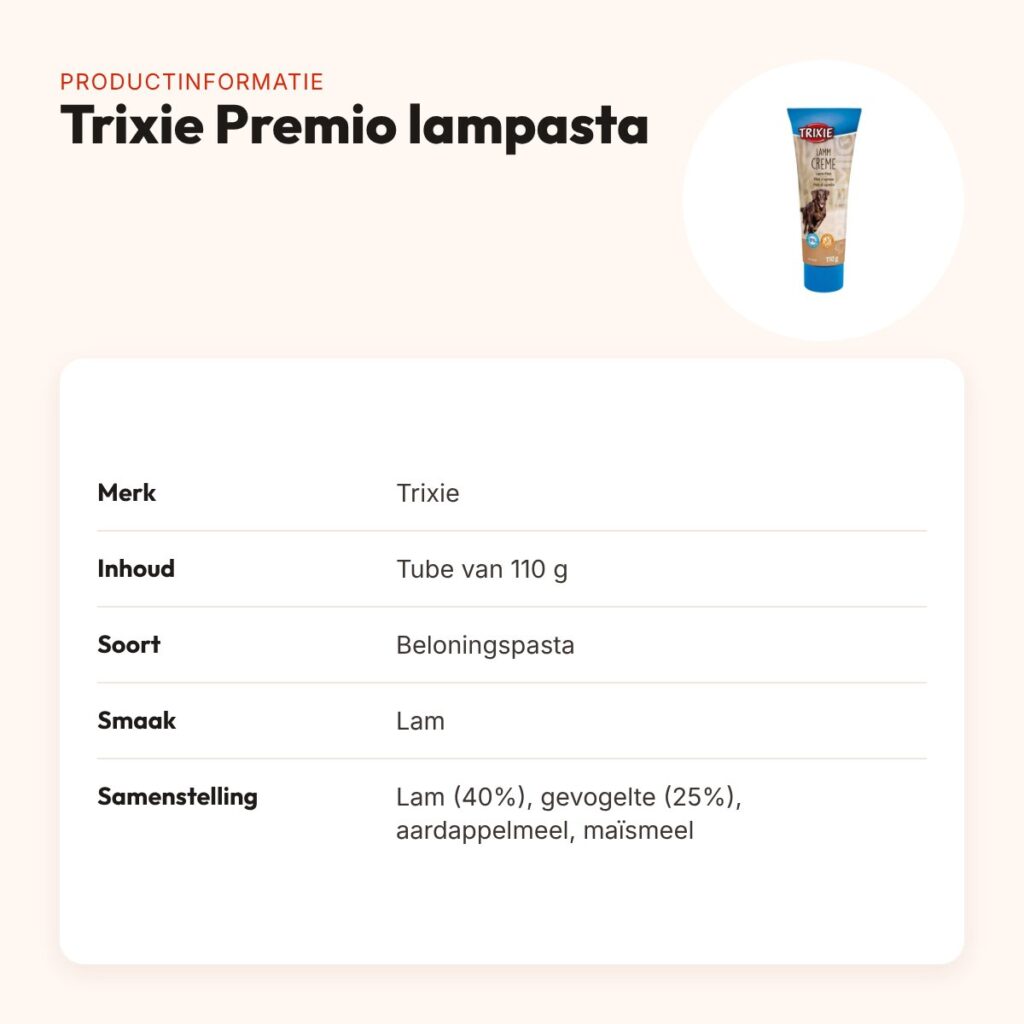 Trixie Premio lampasta 110 g – glutenvrije beloning in tube – productinformatie