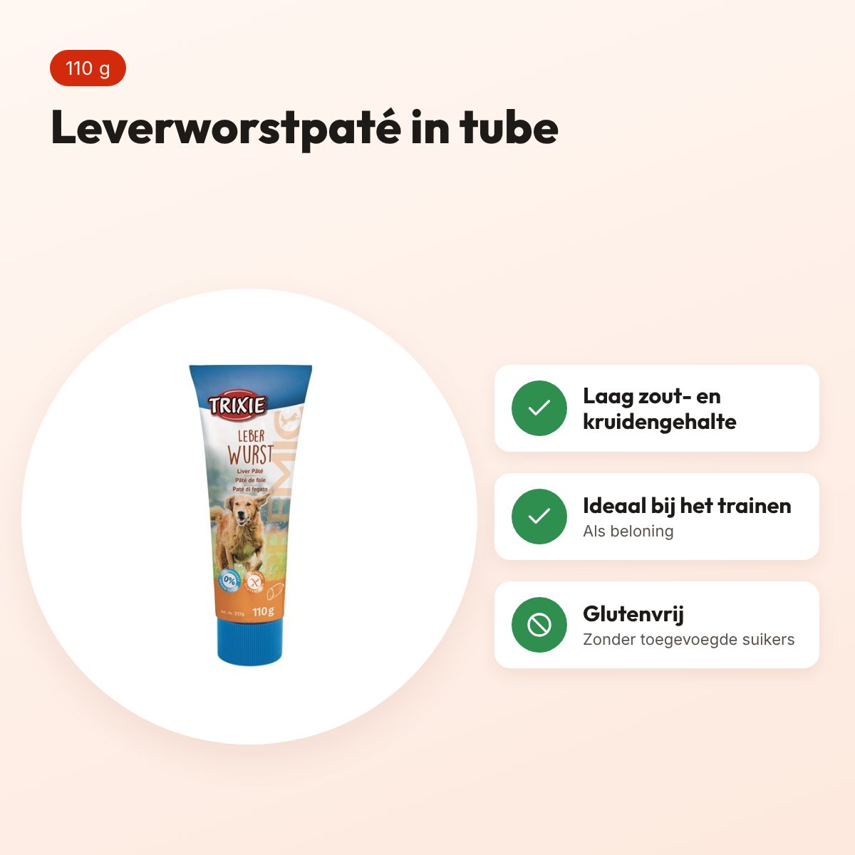 Trixie Premio leverworstpaté 110 g – glutenvrije tube – voordelen
