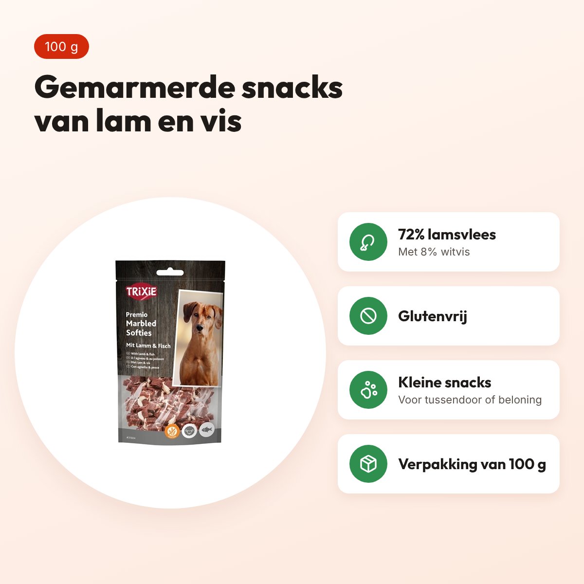 Trixie Premio Marbled Lamb Softies 100 g – glutenvrij, lam en vis – voordelen