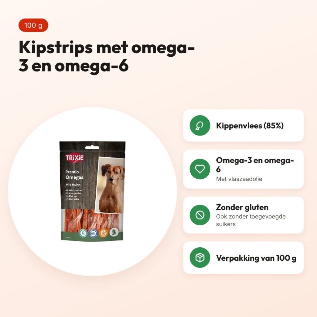 Trixie Premio Omega Stripes kip 100 g – glutenvrij – voordelen