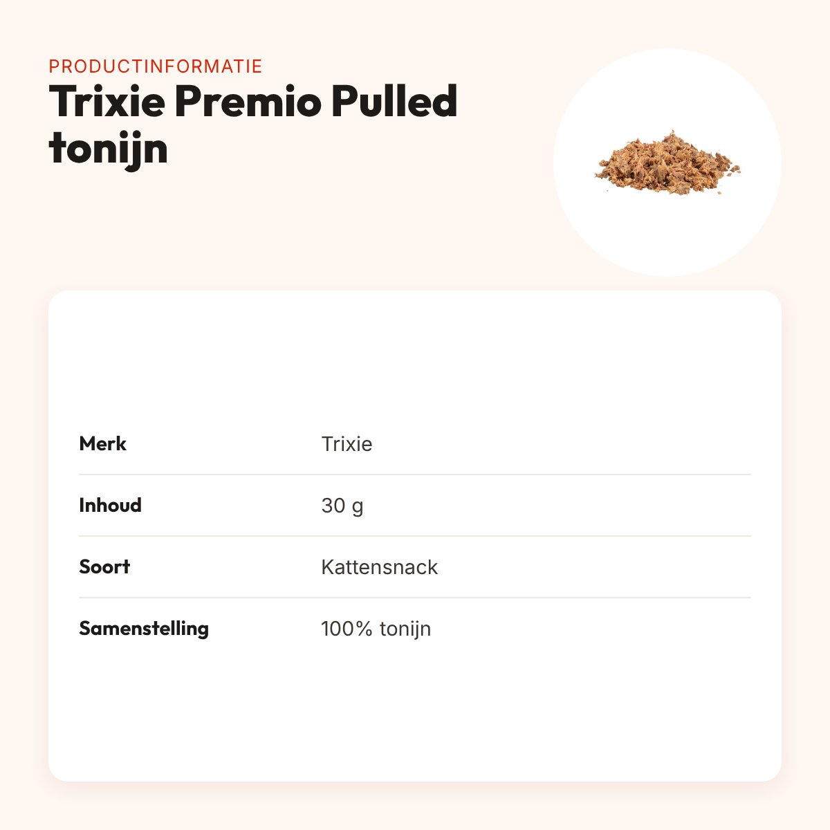 Trixie Premio Pulled tonijn kattensnack 30 g – productinformatie