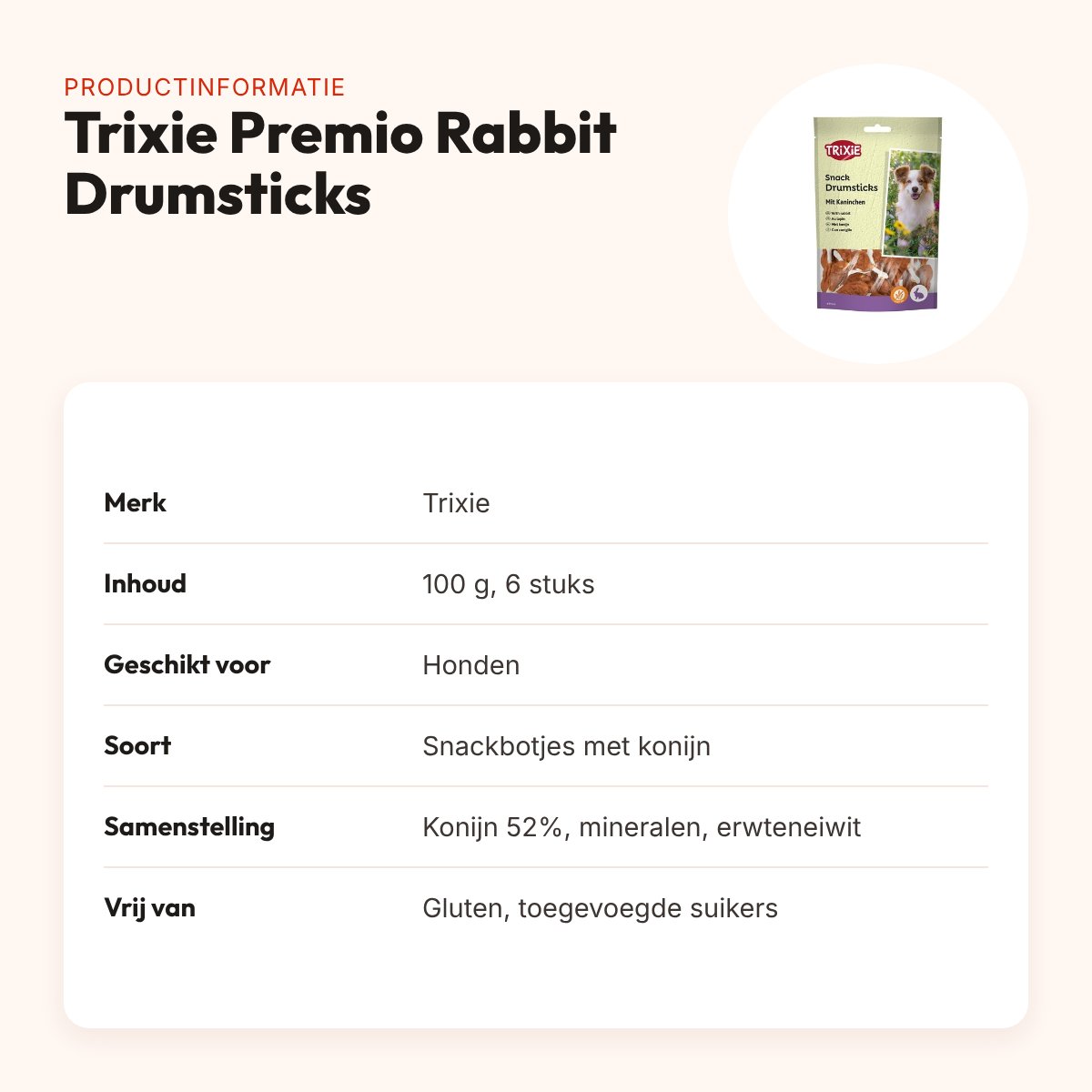 Trixie Premio Rabbit Drumsticks 100 g – konijn, 6 stuks – productinformatie