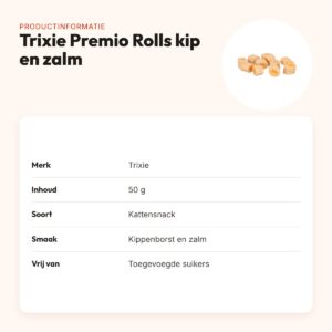 Trixie Premio Rolls kippenborst en zalm 50 g – zachte kattensnack – productinformatie