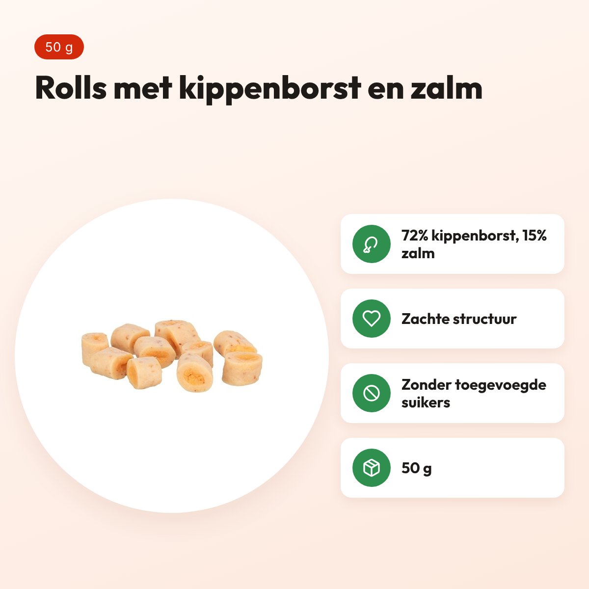 Trixie Premio Rolls kippenborst en zalm 50 g – zachte kattensnack – voordelen