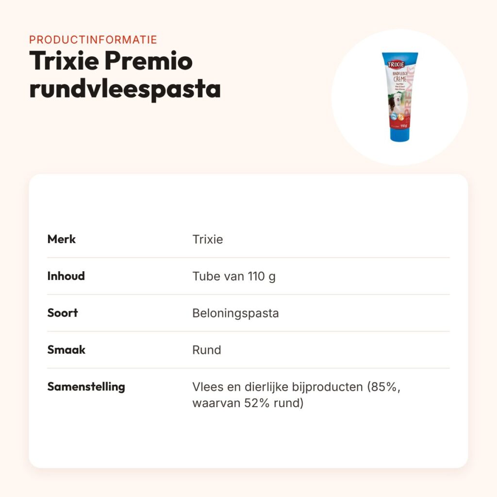 Trixie Premio rundvleespasta 110 g – glutenvrije beloning in tube – productinformatie