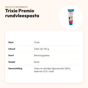 Trixie Premio rundvleespasta 110 g – glutenvrije beloning in tube – productinformatie