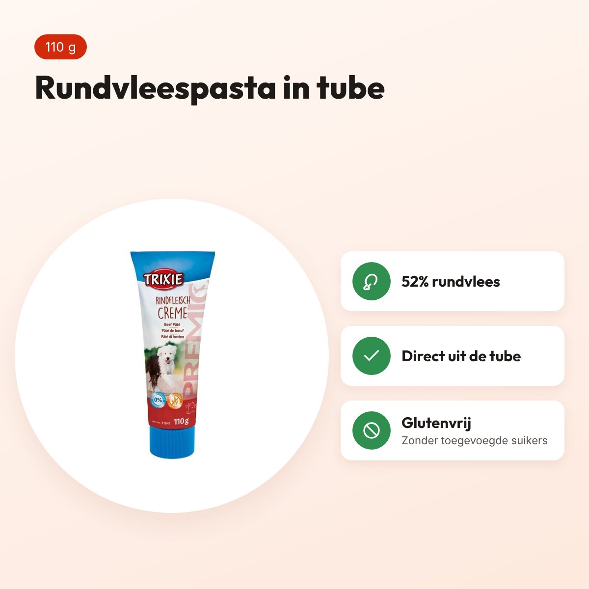 Trixie Premio rundvleespasta 110 g – glutenvrije beloning in tube – voordelen
