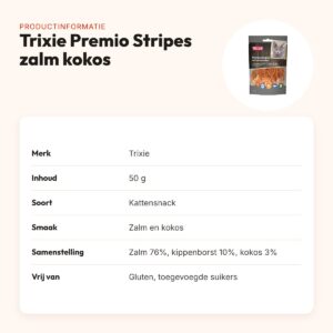 Trixie Premio Stripes zalm en kokos 50 g – kattensnack – productinformatie