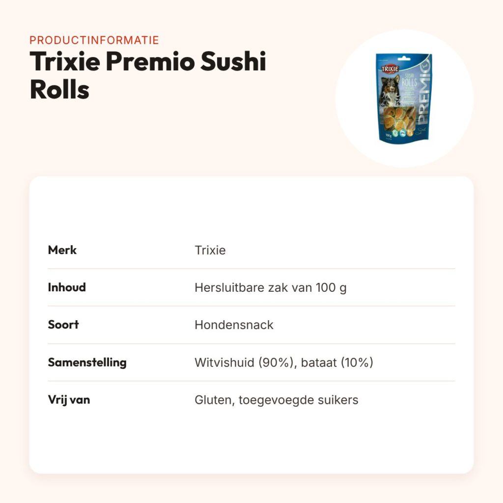 Trixie Premio Sushi Rolls 100 g – hondensnack van 90% witvis – productinformatie