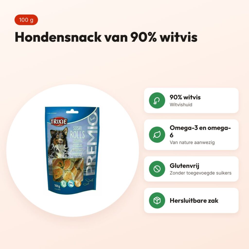 Trixie Premio Sushi Rolls 100 g – hondensnack van 90% witvis – voordelen