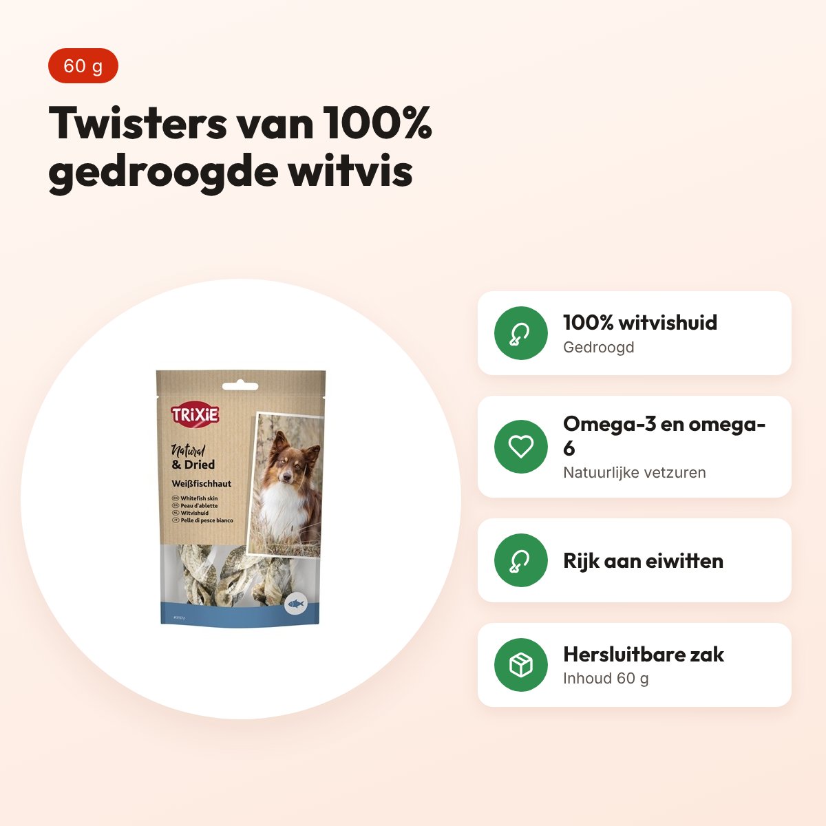 Trixie Premio Sushi Twisters 60 g – 100% witvis – voordelen