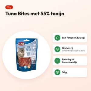Trixie Premio Tuna Bites 50 g – kattensnack met tonijn, glutenvrij – voordelen