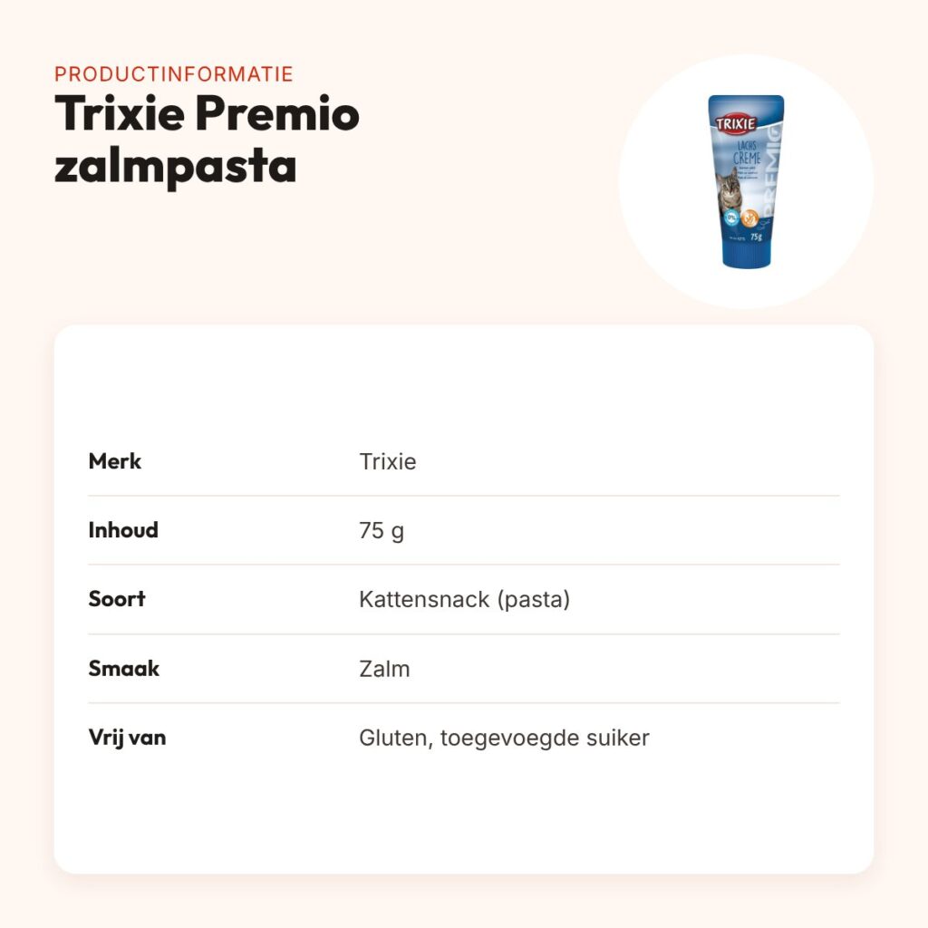 Trixie Premio zalmpasta voor katten 75 g – glutenvrij, in tube – productinformatie