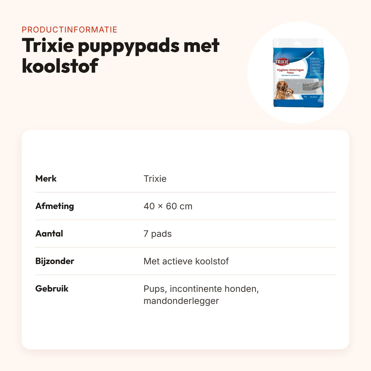 Trixie puppypads met koolstof 40 x 60 cm – 7 stuks – productinformatie
