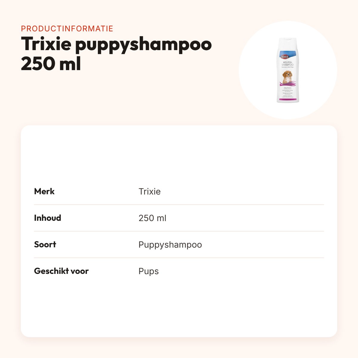 Trixie puppyshampoo 250 ml – mild voor jonge honden – productinformatie