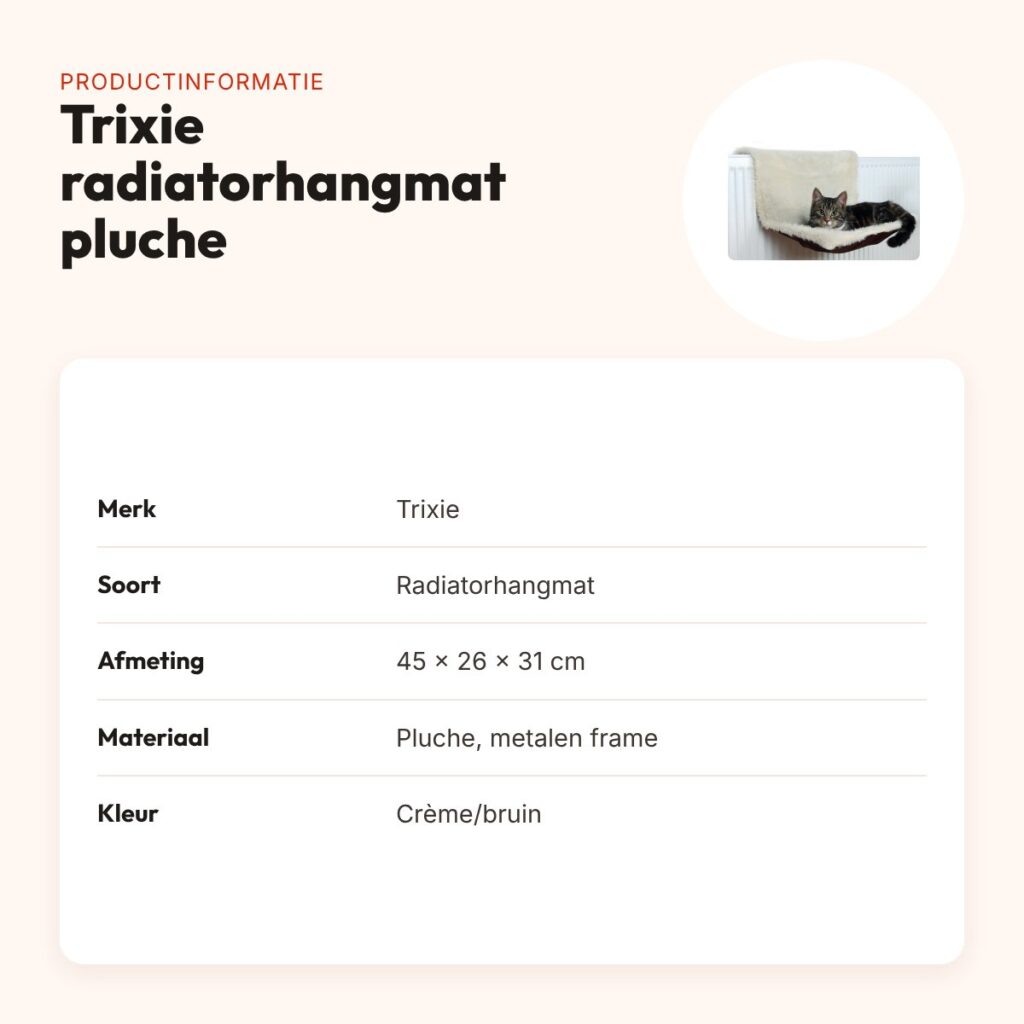 Trixie radiatorhangmat pluche/velours crème/bruin 45 x 26 x 31 cm – productinformatie